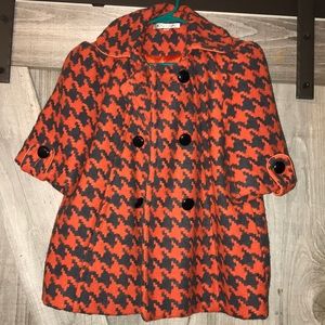Orange and grey houndstooth blazer